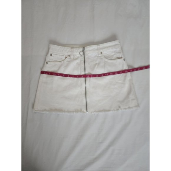 WE THE FREE By Free People Women's Zip It Up Mini Denim Skirt White Size 27 - Picture 11 of 16